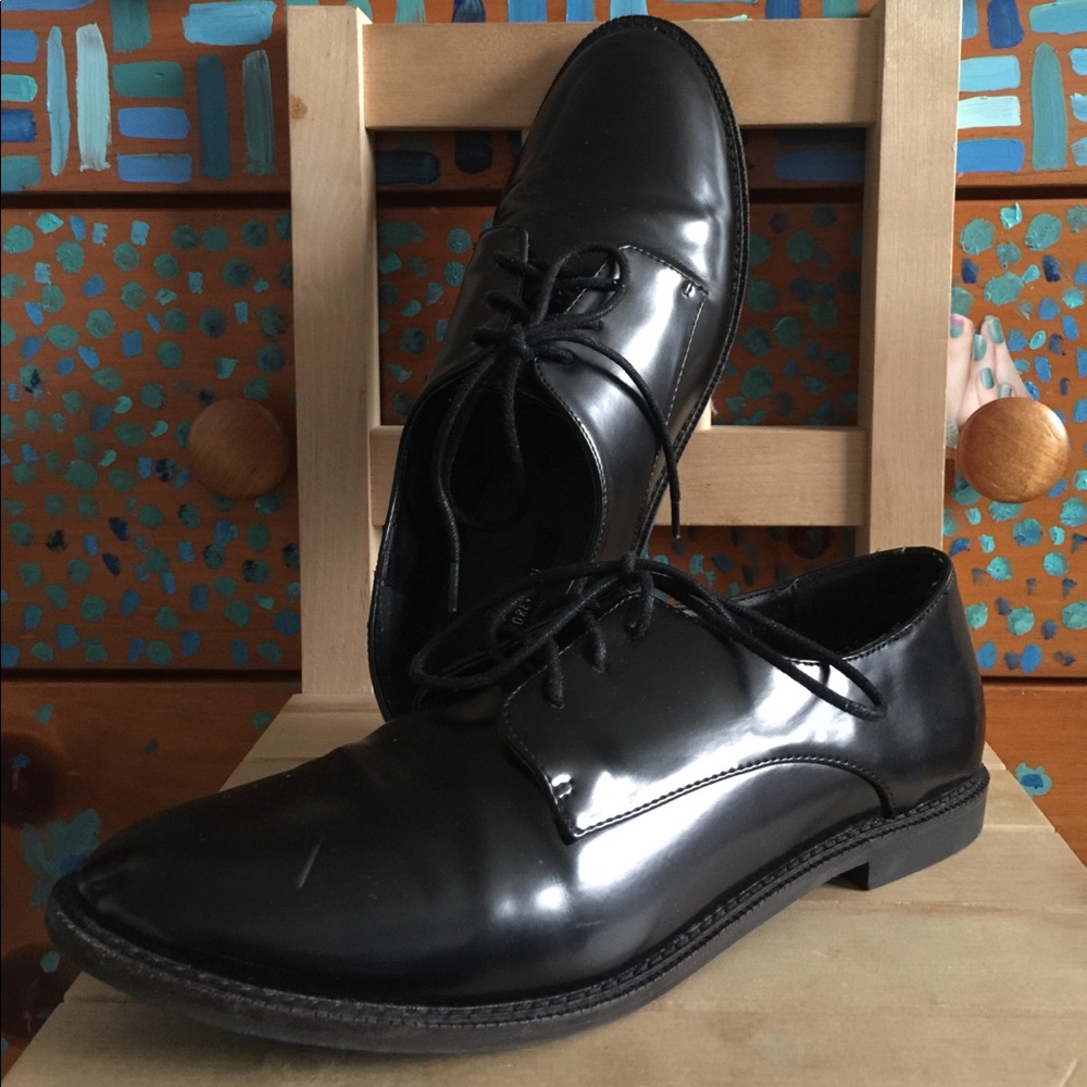 Faux Patent Leather Oxfords